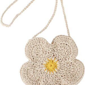 Women Mini Cotton Crochet Crossbody Bag Floral Pattern Small Capacity